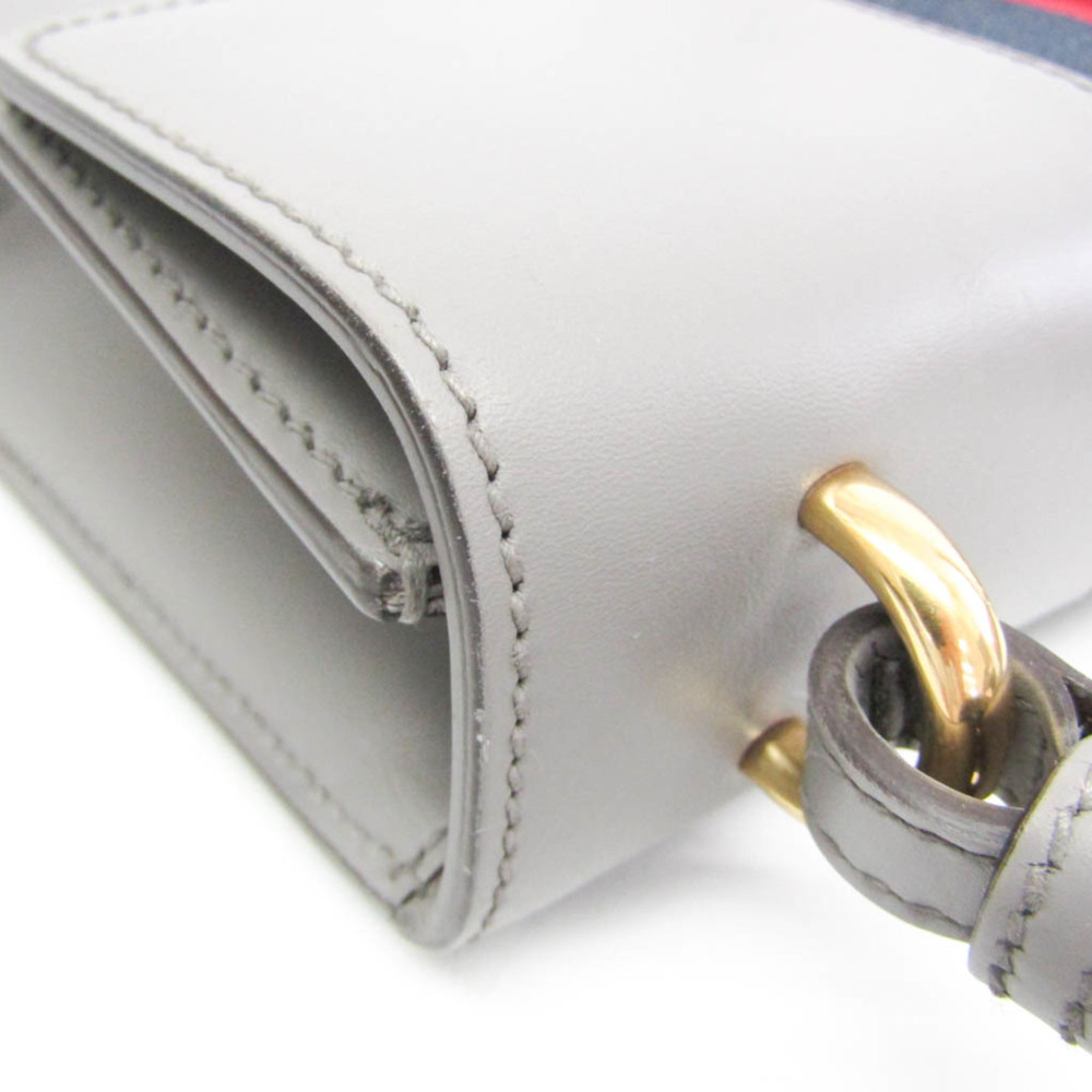 GUCCI Authentic Gray Leather Sylvie Shoulder Bag - Picture 6 of 16